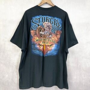 Sturgis 2021 Motorcycle Rally T-Shirt Men 2XL Buffalo Skeleton Biker Graphic Tee